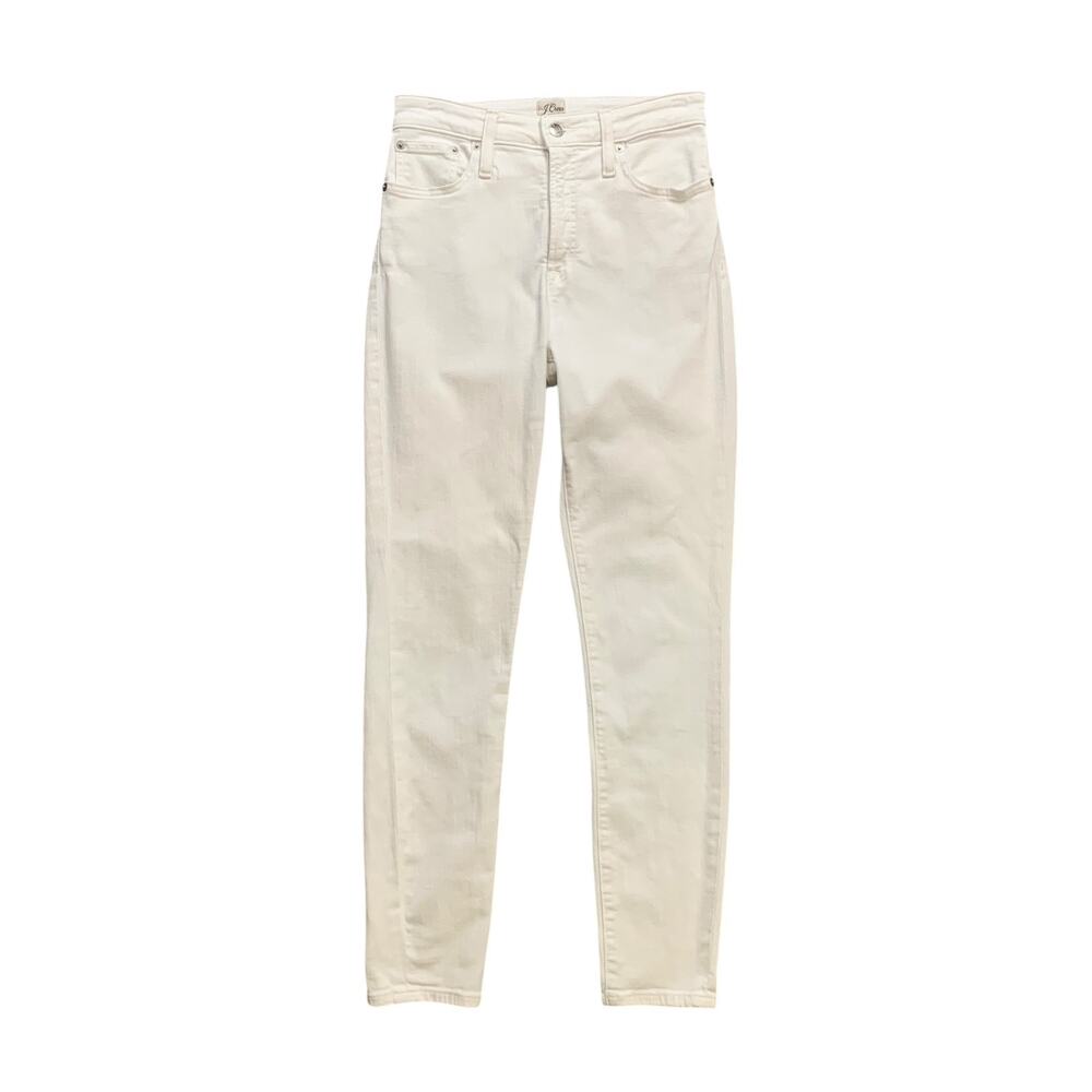 J Crew Jeans Women 27 White Denim Curvy Toothpick High Rise Super Skinny Ankle